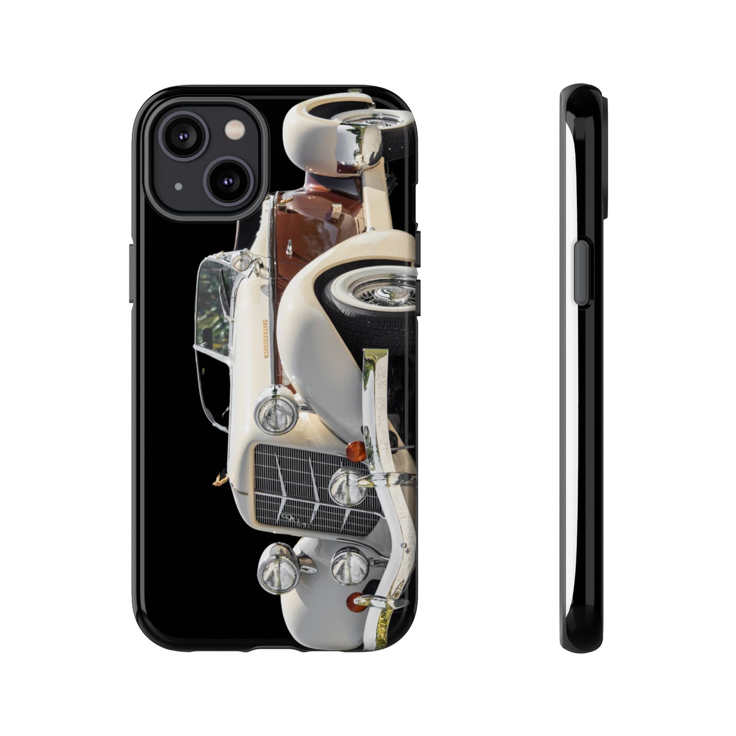 Phone Case iPhone 16/15/14 - Beige Vintage Car Tough Case