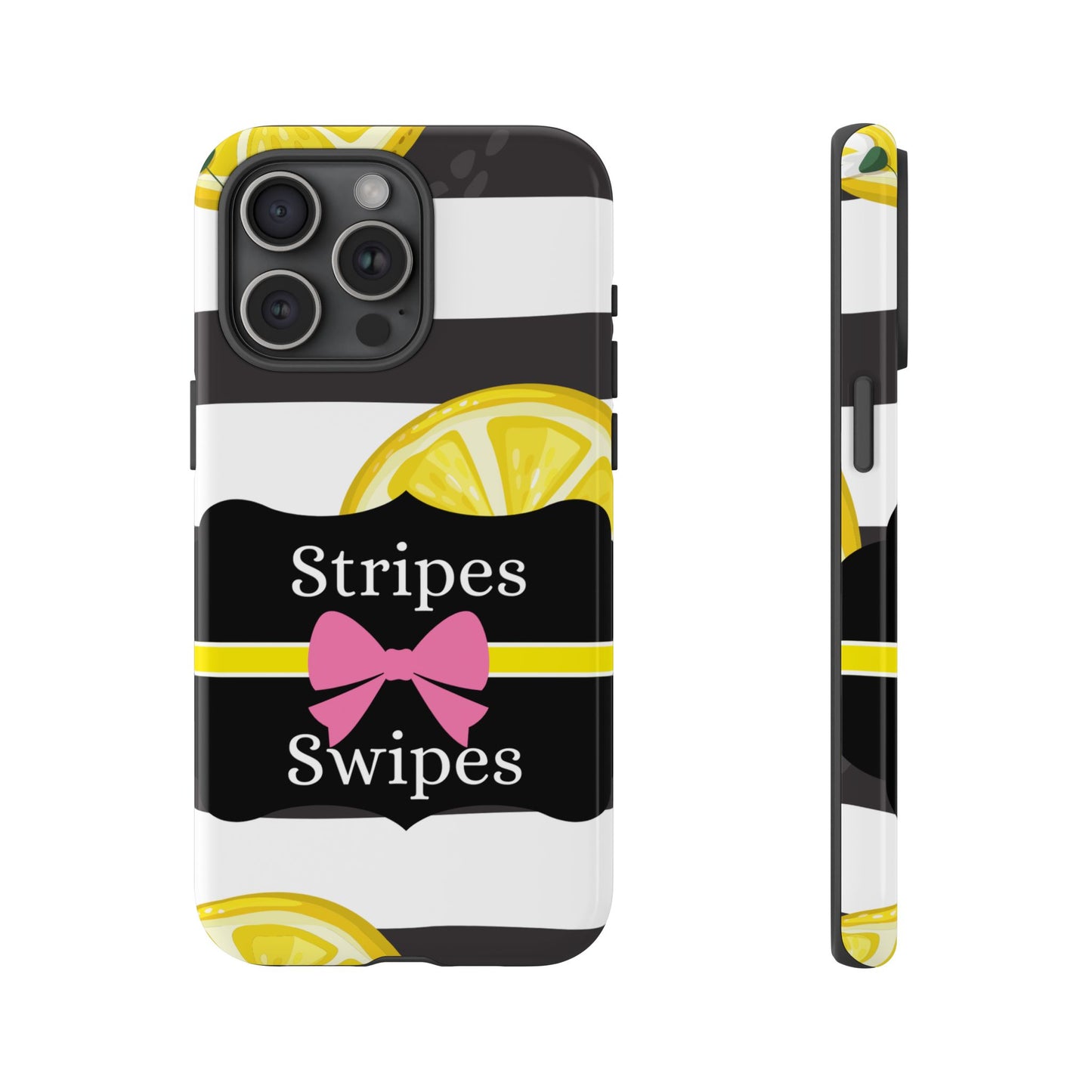 Phone Case iPhone 16/15/14 - Lemony Stripes & Swipes Tough Case