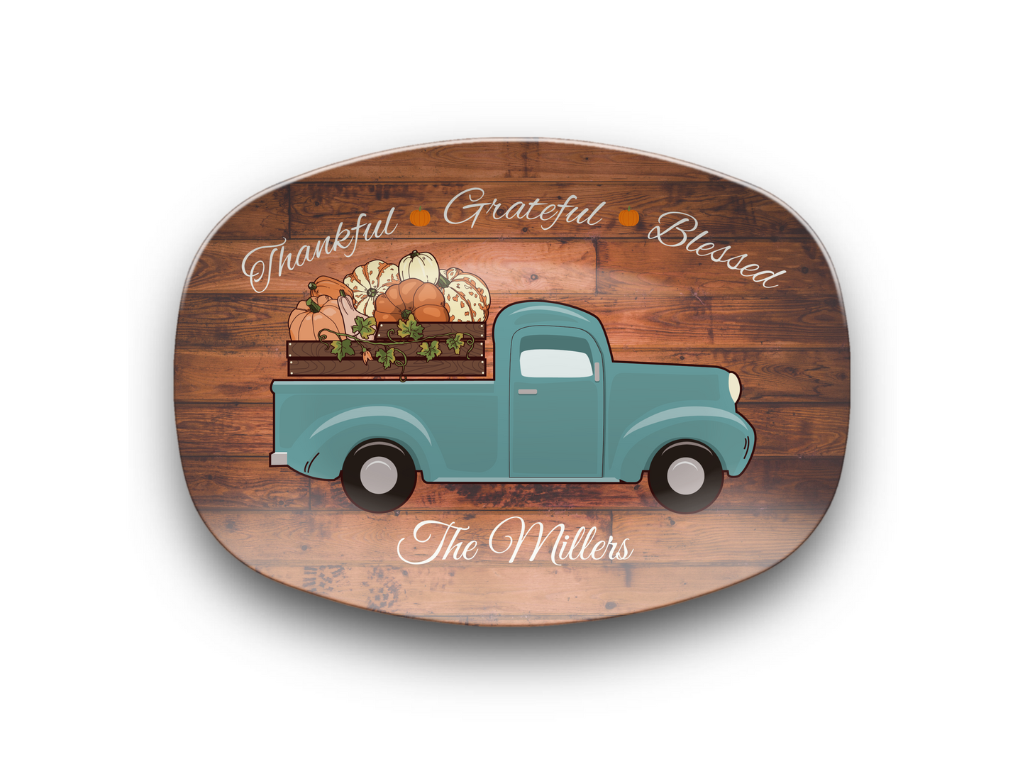 Thankful • Grateful • Blessed Personalized Thanksgiving Platter 10in x 14in