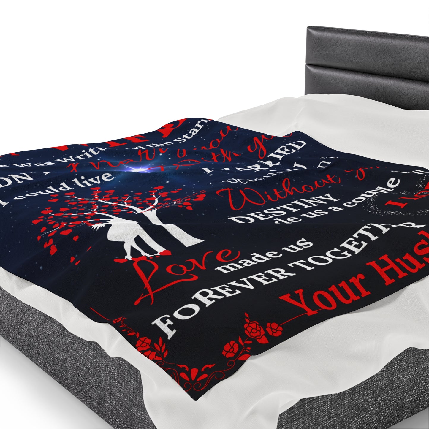 To My Wife Why I Married You - Red Velveteen Plush Blanket Blue/Black