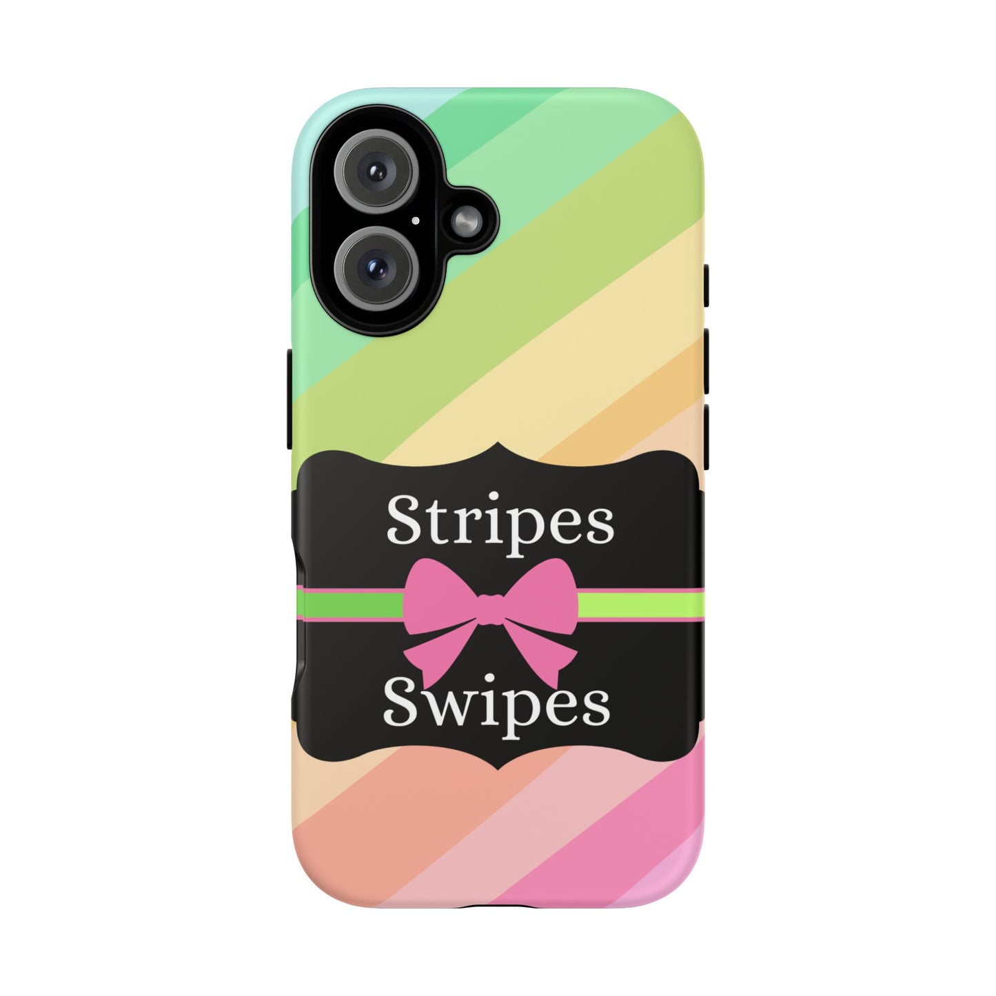 Phone Case iPhone 16/15/14 - Diagonal Pastel Stripes & Swipes Tough Case