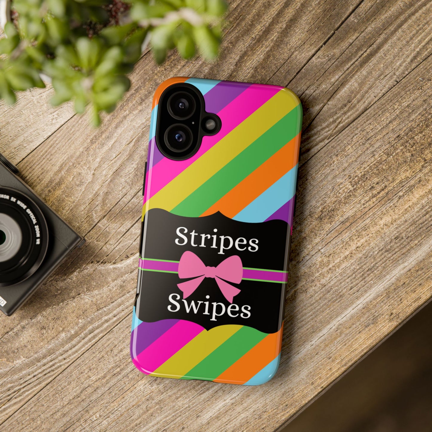 Phone Case iPhone 16/15/14 - Diagonal Vivid Stripes & Swipes Tough Case