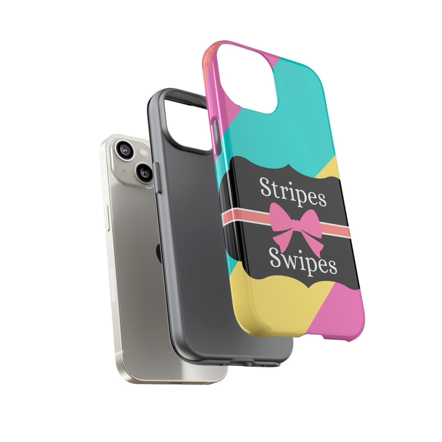 Phone Case iPhone 16/15/14 - Cotton Candy Stripes & Swipes Tough Case