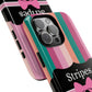 Phone Case iPhone 16/15/14 - Green/Pink/Peach Stripes & Swipes Tough Case