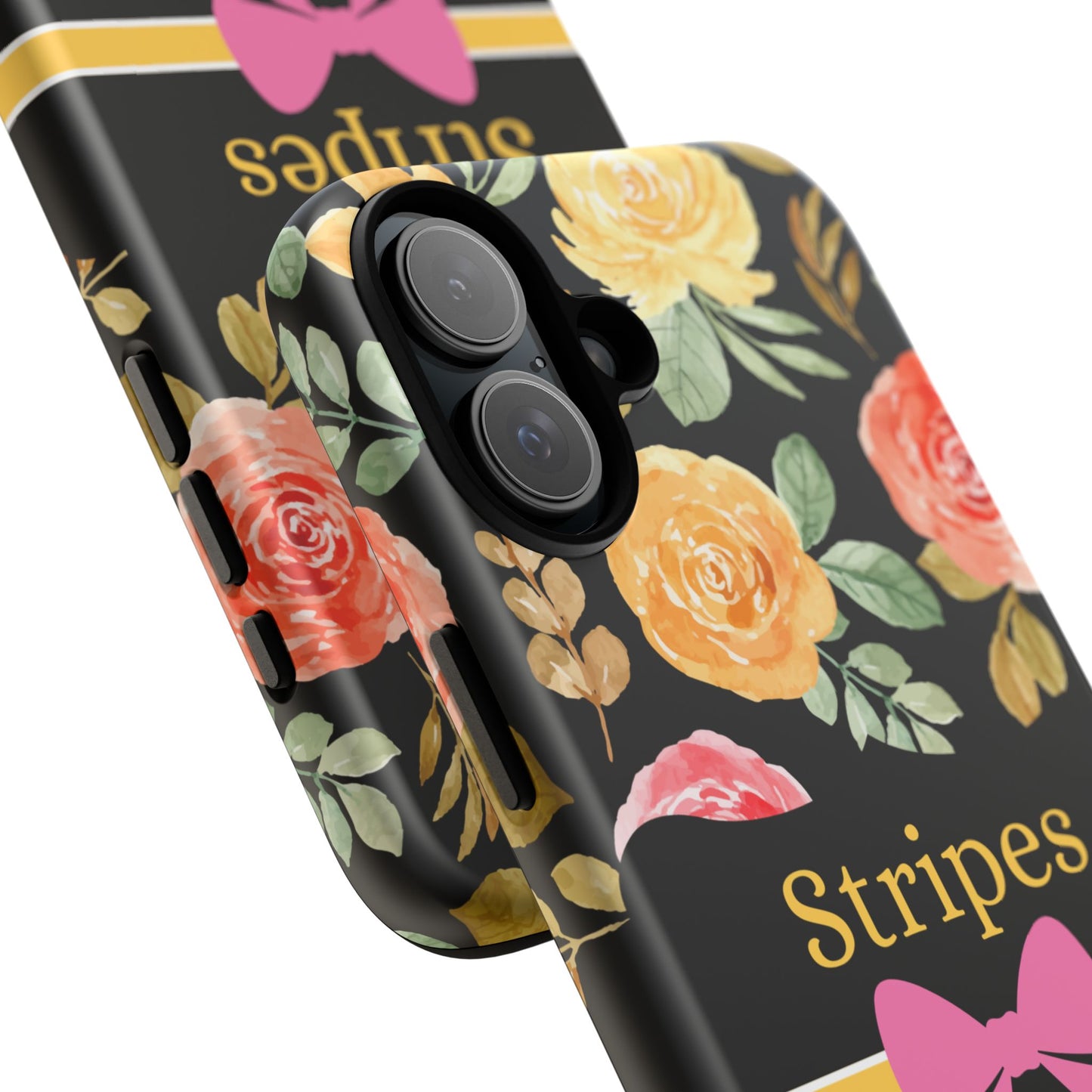 Phone Case iPhone 16/15/14 - Flowers Stripes & Swipes Tough Case