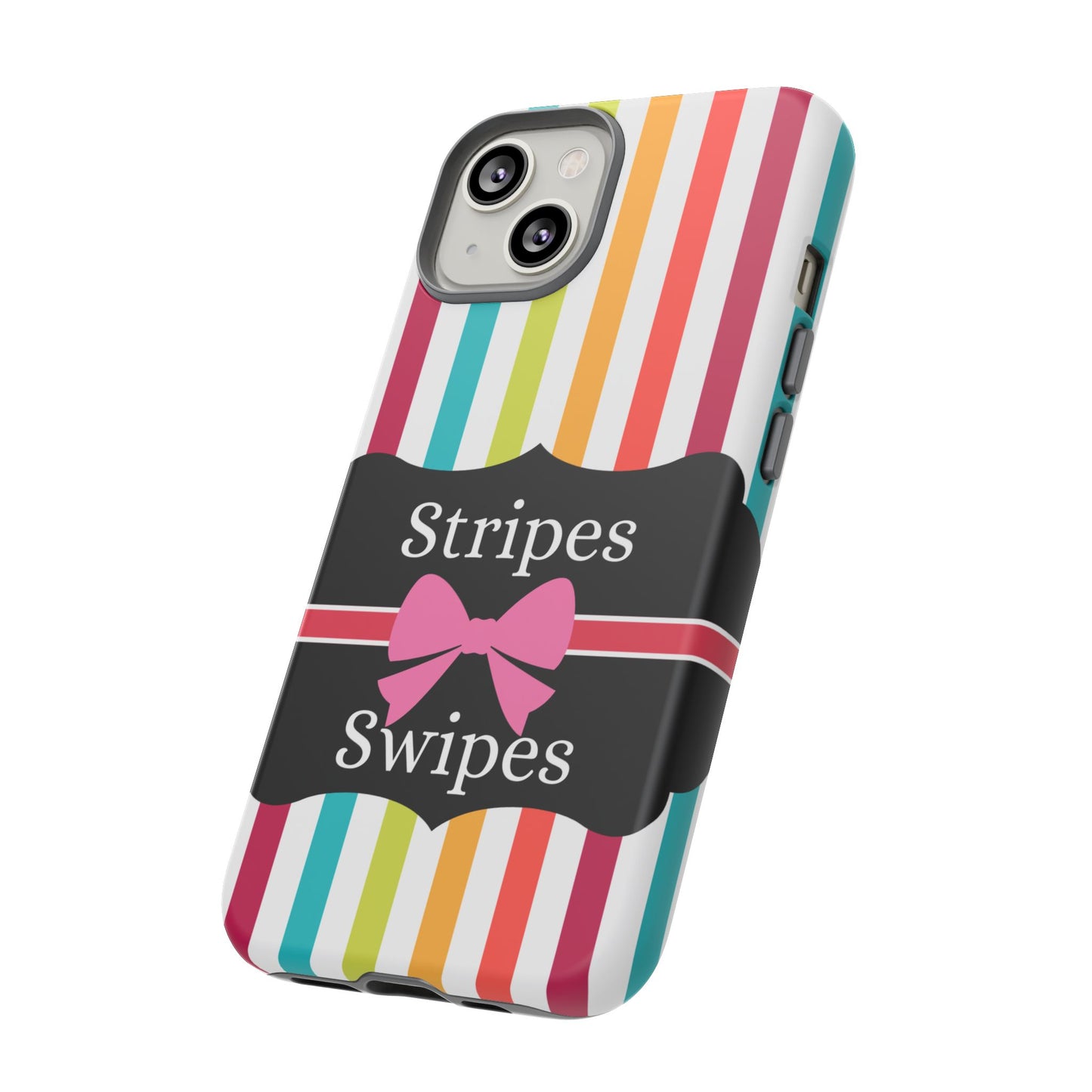 Phone Case iPhone 16/15/14 - Lollipop Stripes & Swipes Tough Case