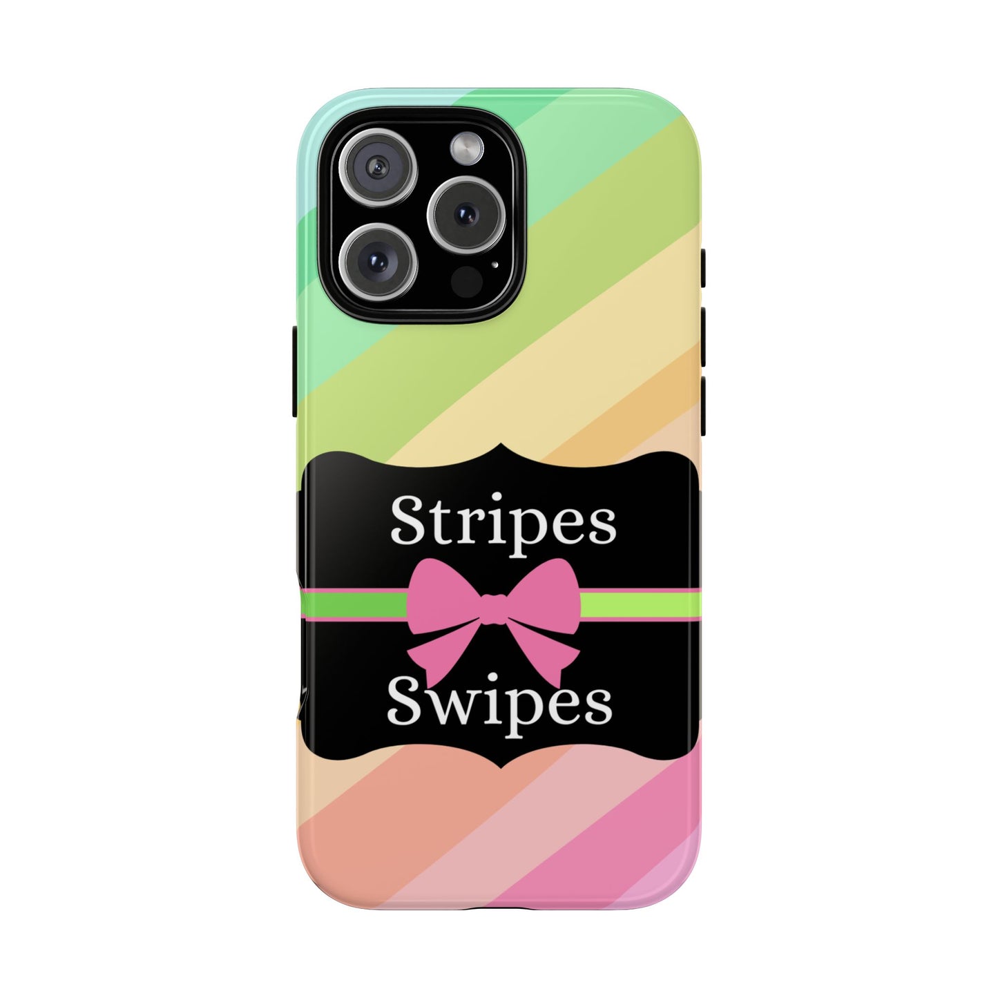 Phone Case iPhone 16/15/14 - Diagonal Pastel Stripes & Swipes Tough Case