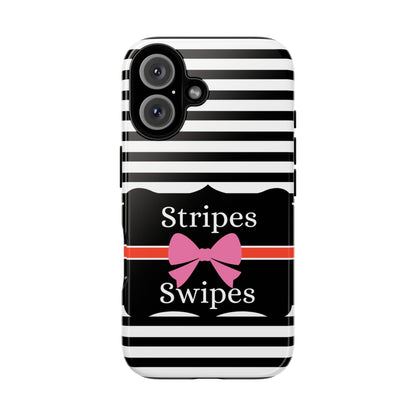 Phone Case iPhone 16/15/14 -Black/White/Red Stripes & Swipes Tough Case