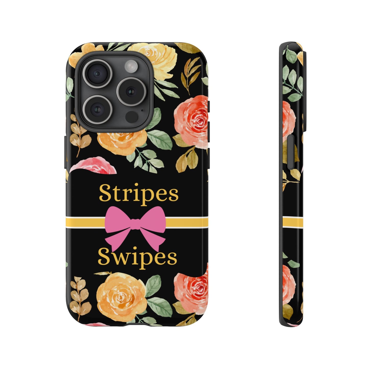 Phone Case iPhone 16/15/14 - Flowers Stripes & Swipes Tough Case