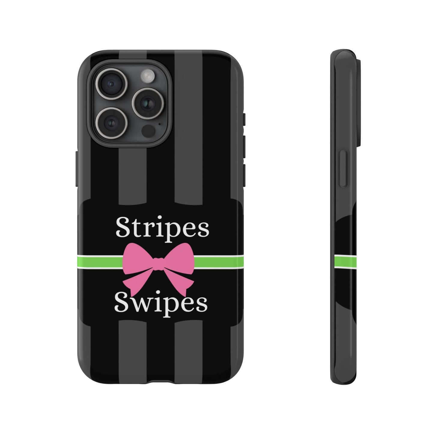 Phone Case iPhone 16/15/14 - Gray/Pink Stripes & Swipes Tough Case