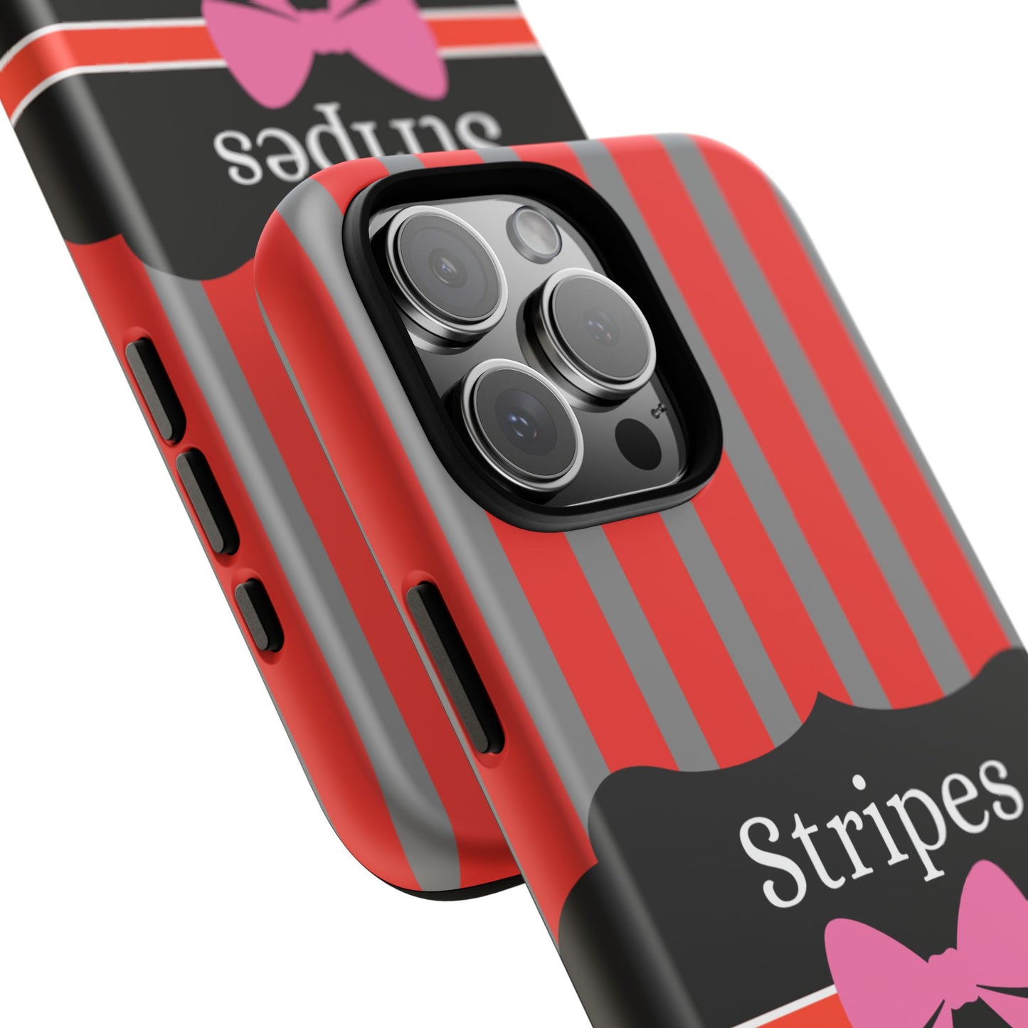 Phone Case iPhone 16/15/14 - Red/Gray Stripes & Swipes Tough Case