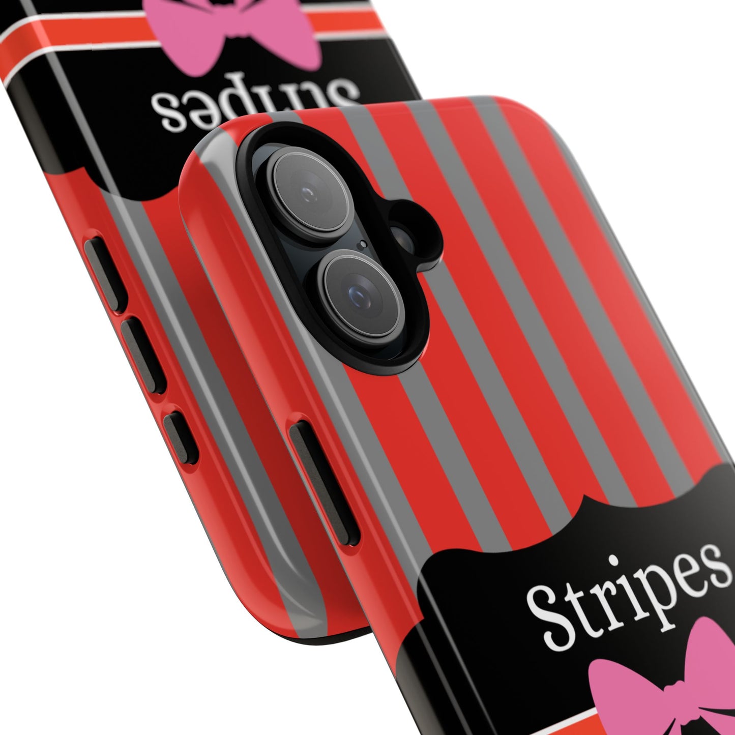 Phone Case iPhone 16/15/14 - Red/Gray Stripes & Swipes Tough Case