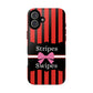 Phone Case iPhone 16/15/14 - Red/Black/White Stripes & Swipes Tough Case