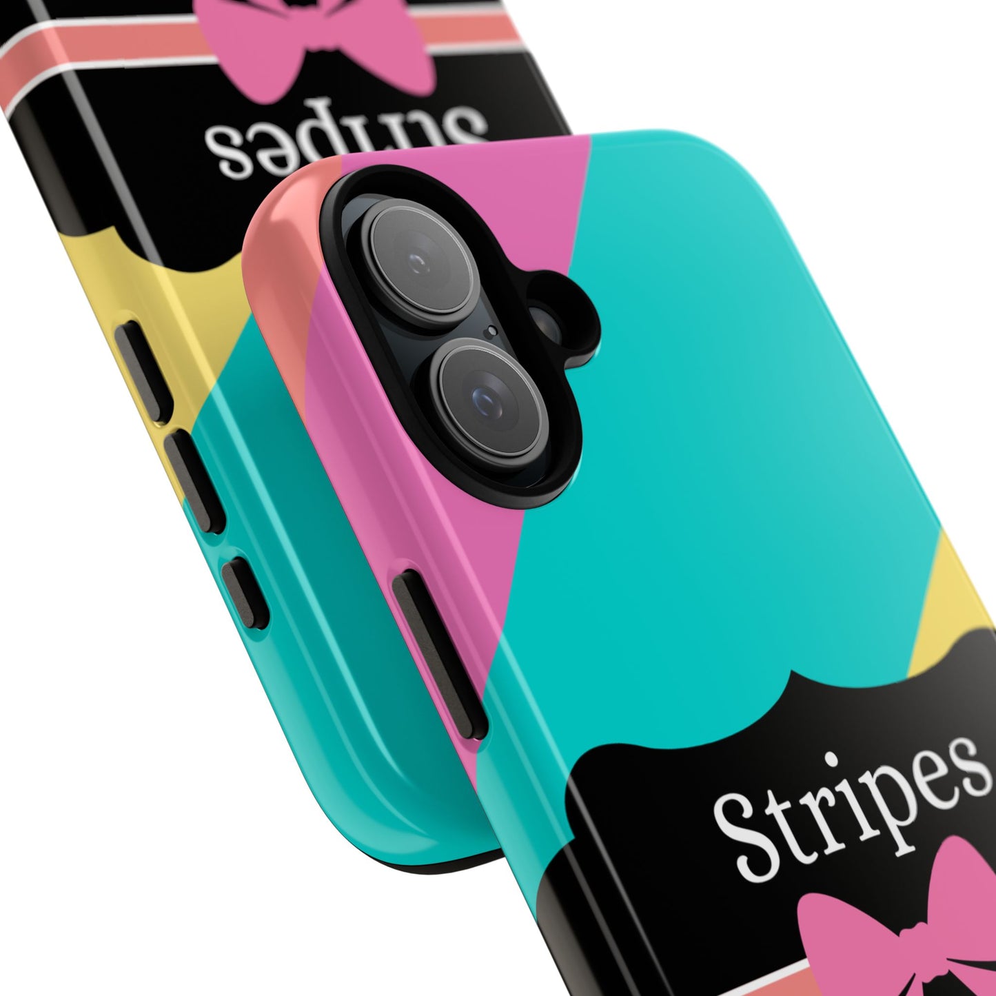 Phone Case iPhone 16/15/14 - Cotton Candy Stripes & Swipes Tough Case