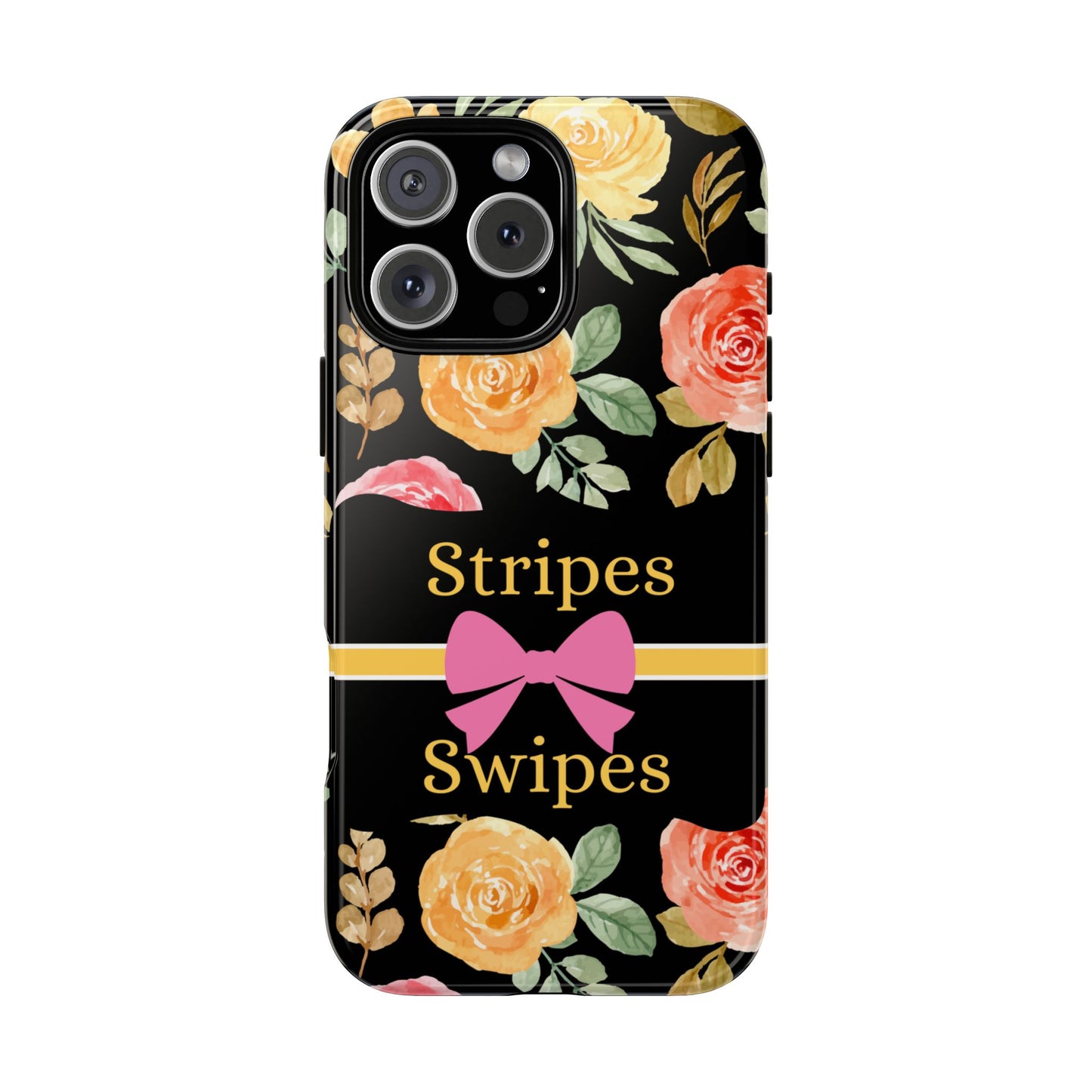 Phone Case iPhone 16/15/14 - Flowers Stripes & Swipes Tough Case