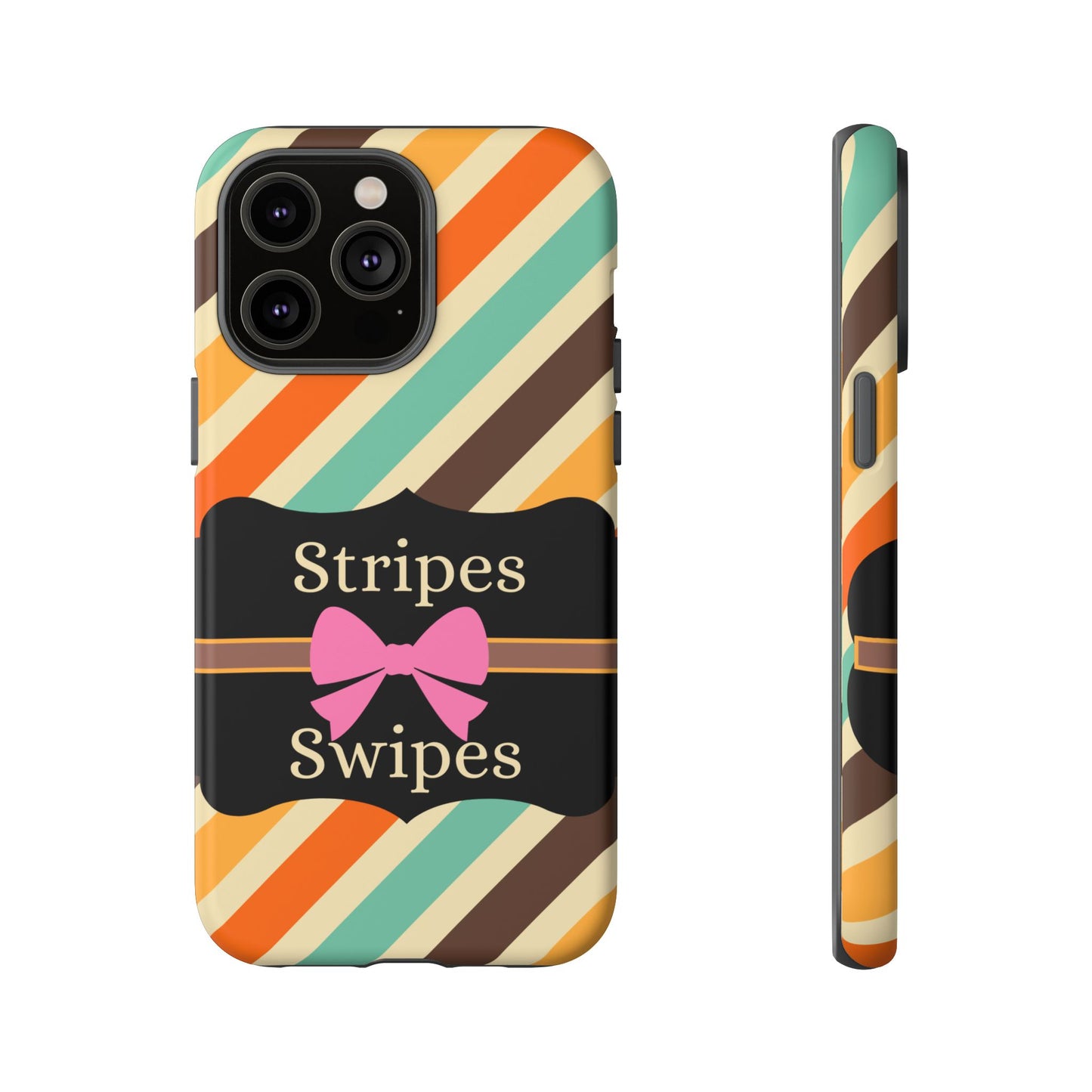 Phone Case iPhone 16/15/14 - Diagonal Retro Stripes & Swipes Tough Case