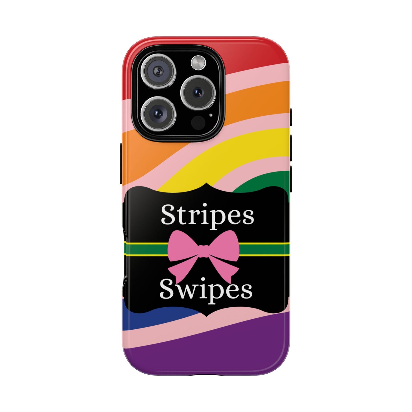 Phone Case iPhone 16/15/14 - Wavy Vivid/Pink Stripes & Swipes Tough Case