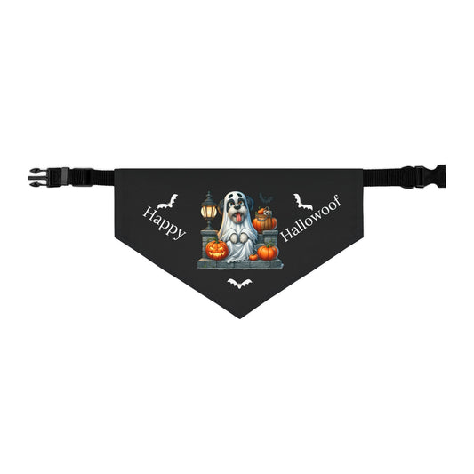 Happy "Hallowoof" - LARGE Pet Bandana Collar BLACK 06