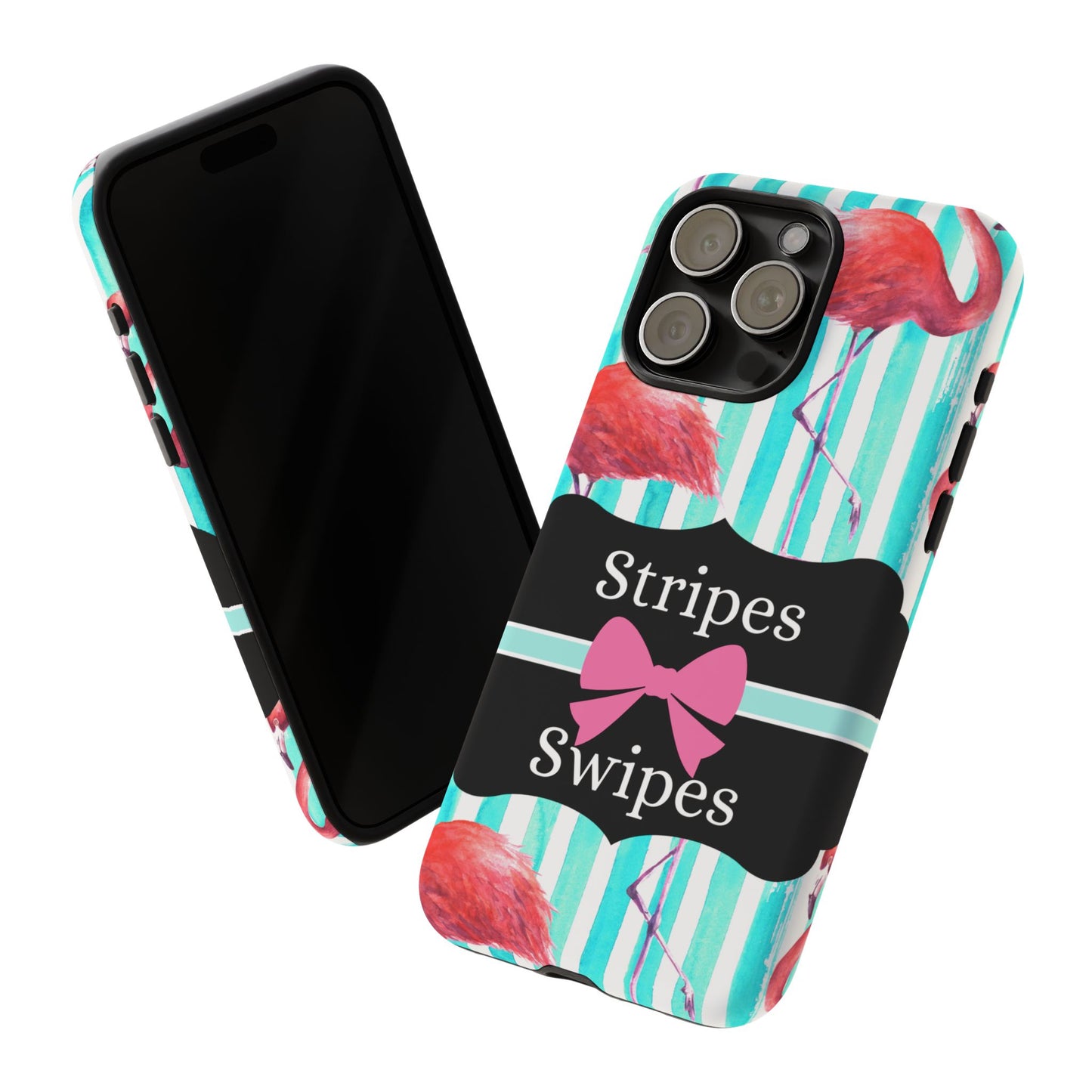 Phone Case iPhone 16/15/14 - Flamingo Stripes & Swipes Tough Case