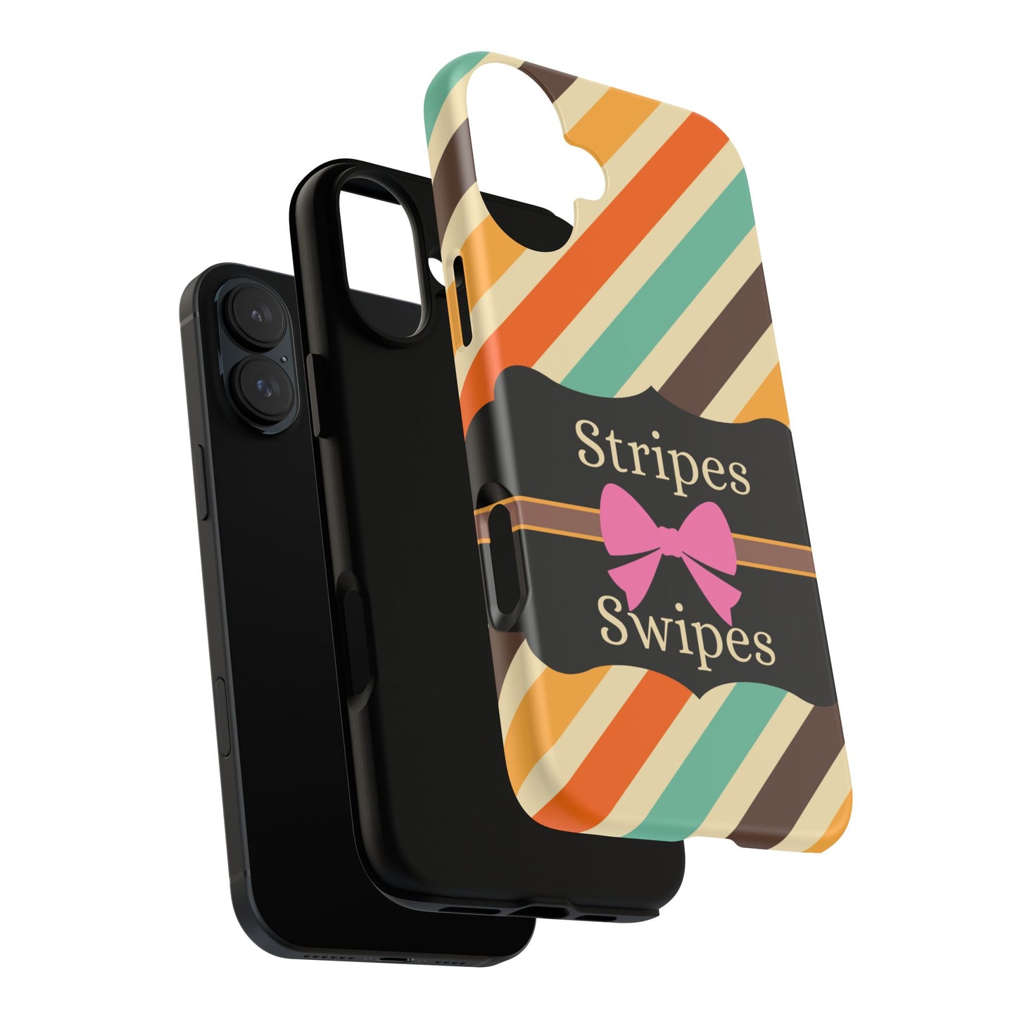 Phone Case iPhone 16/15/14 - Diagonal Retro Stripes & Swipes Tough Case