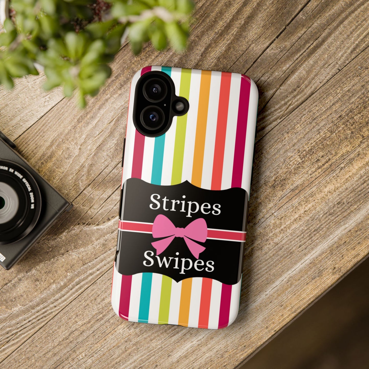 Phone Case iPhone 16/15/14 - Lollipop Stripes & Swipes Tough Case