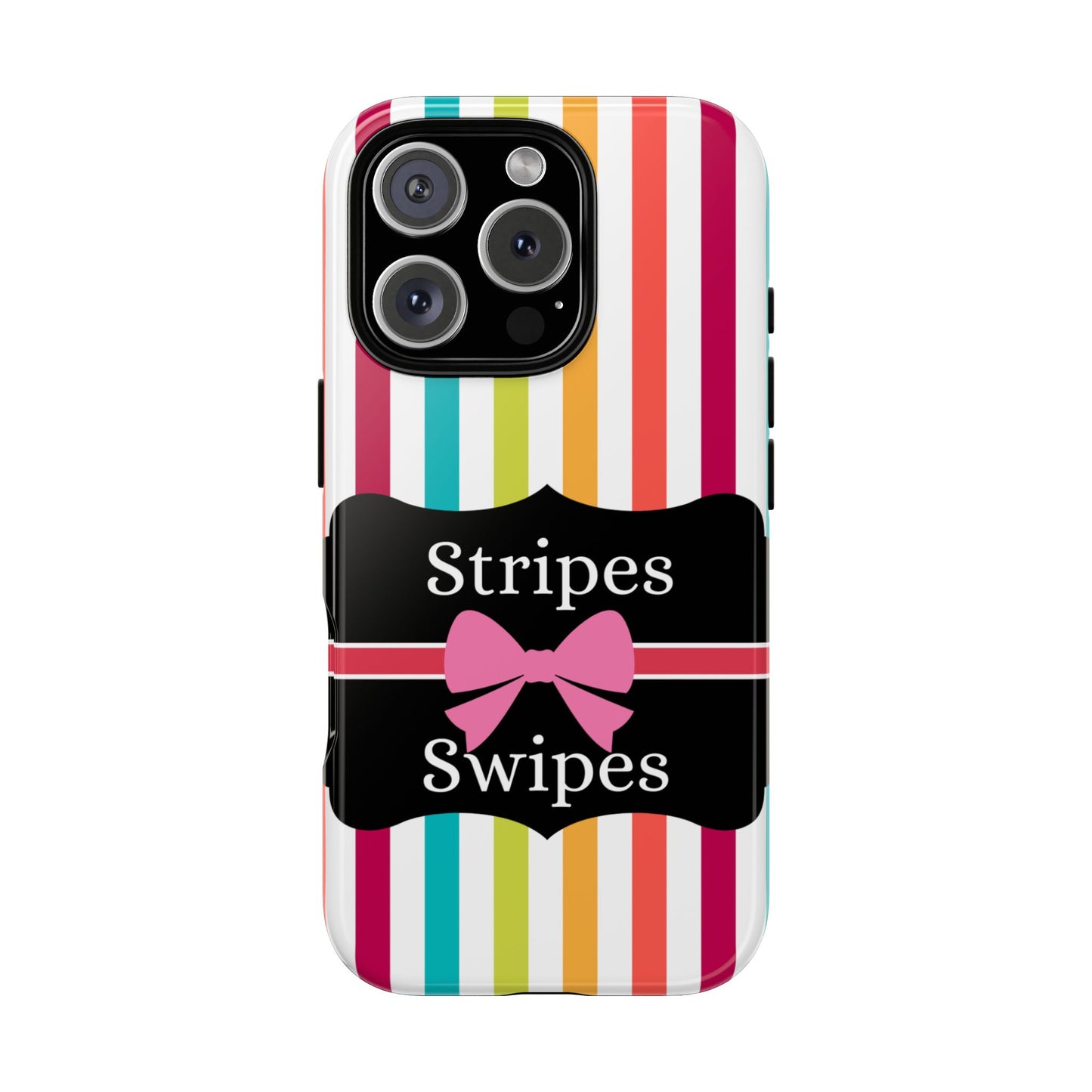 Phone Case iPhone 16/15/14 - Lollipop Stripes & Swipes Tough Case