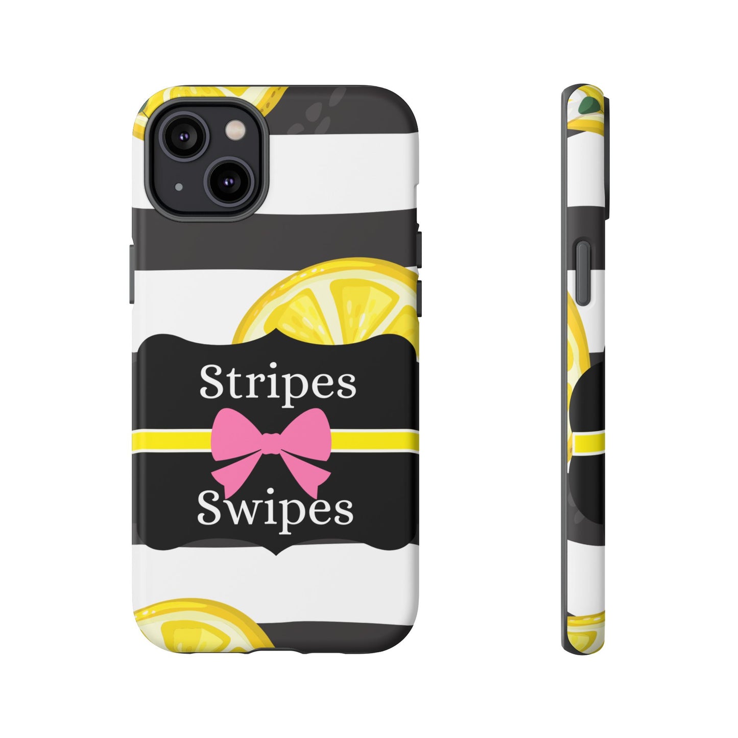 Phone Case iPhone 16/15/14 - Lemony Stripes & Swipes Tough Case