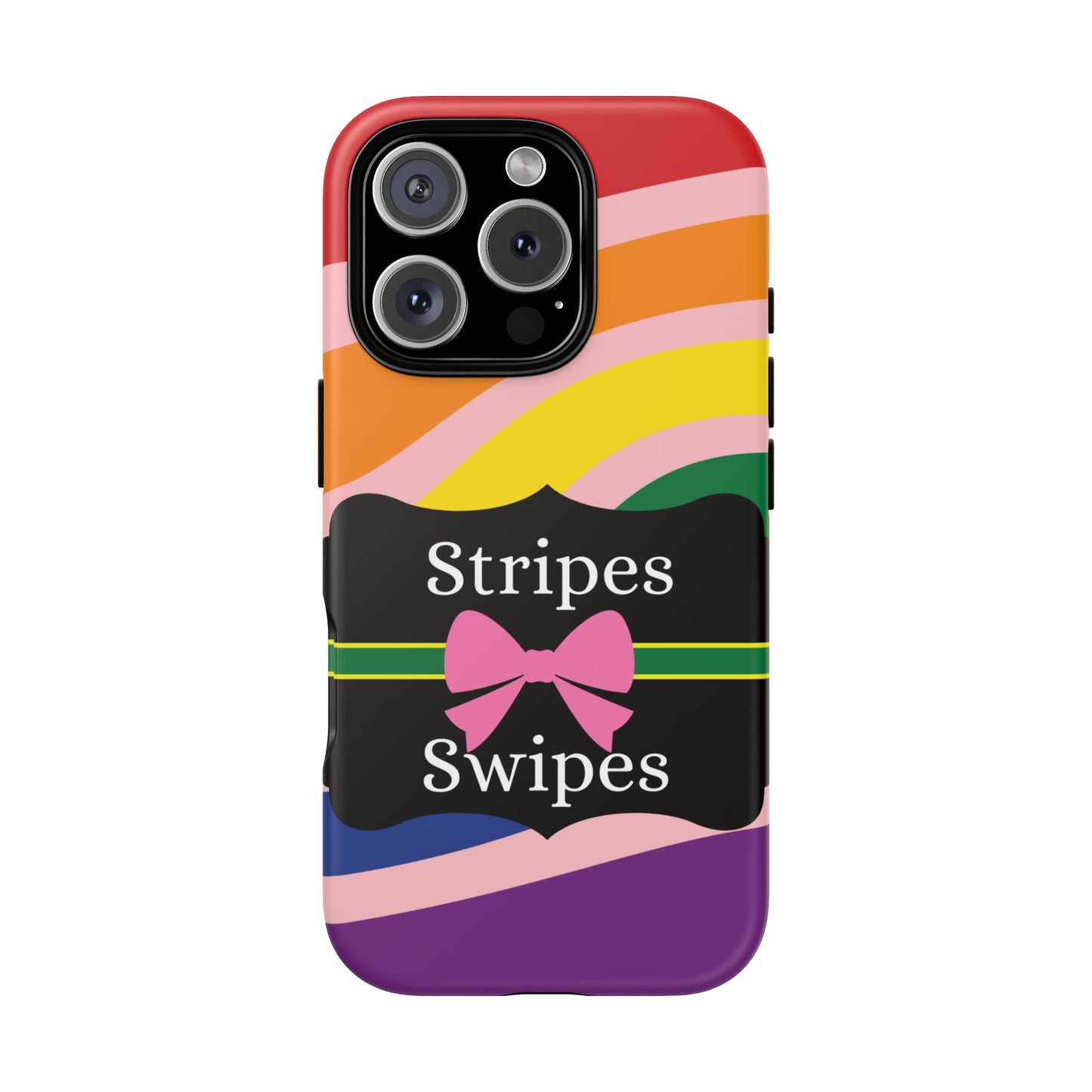 Phone Case iPhone 16/15/14 - Wavy Vivid/Pink Stripes & Swipes Tough Case