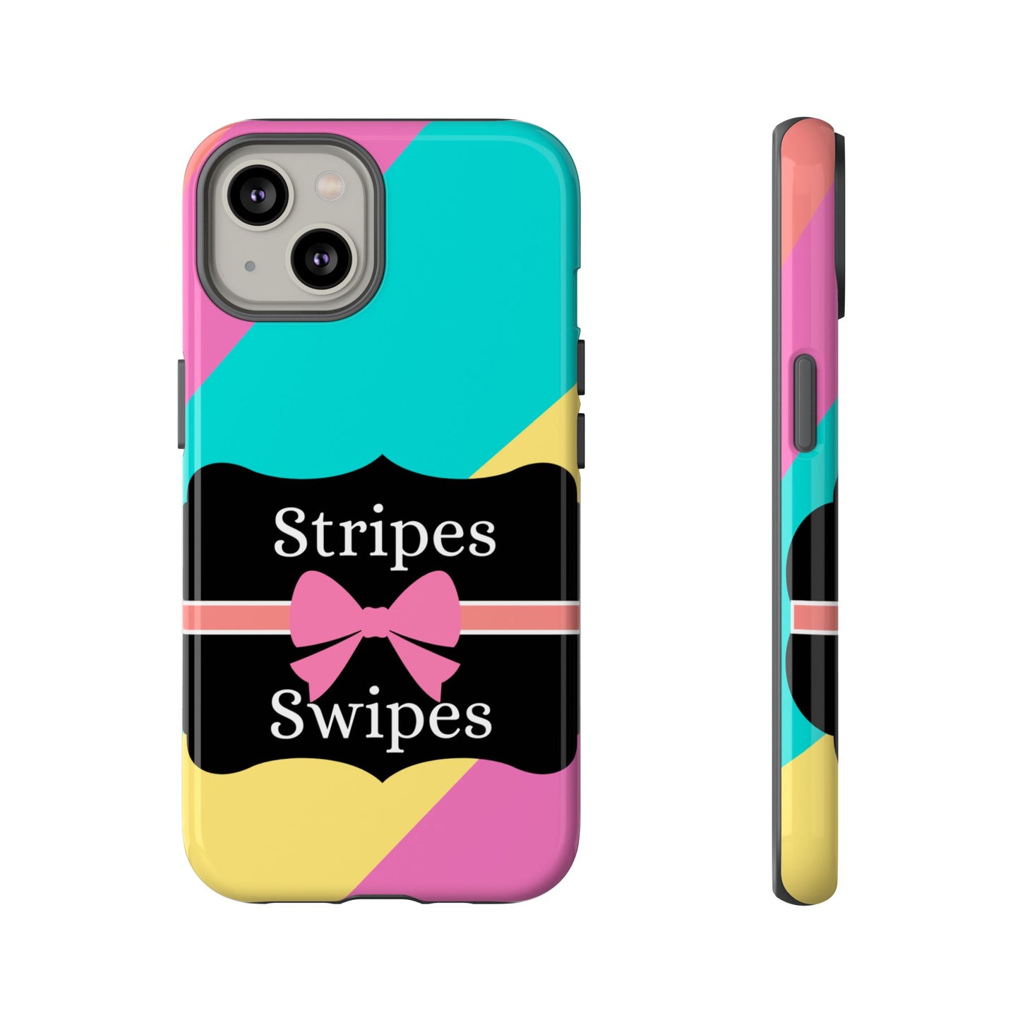 Phone Case iPhone 16/15/14 - Cotton Candy Stripes & Swipes Tough Case