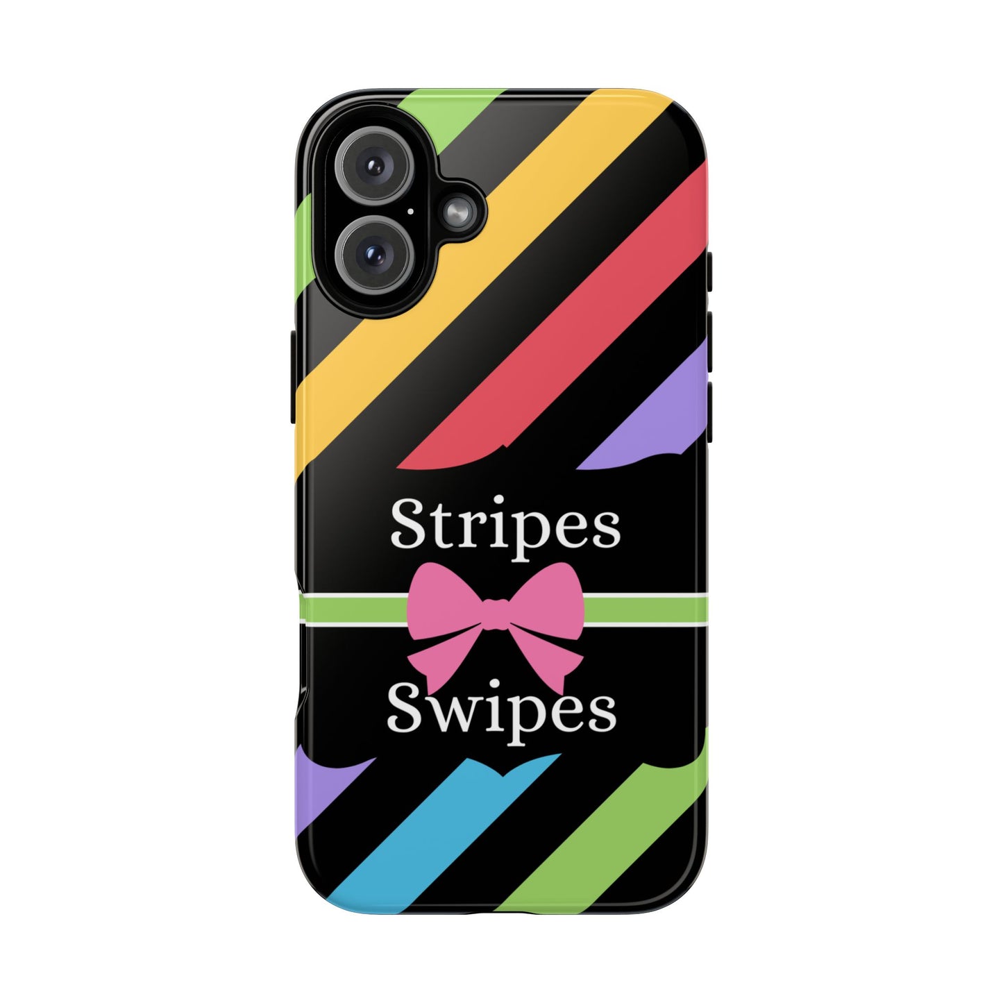 Phone Case iPhone 16/15/14 - Diagonal Vivid Black Stripes & Swipes Tough Case