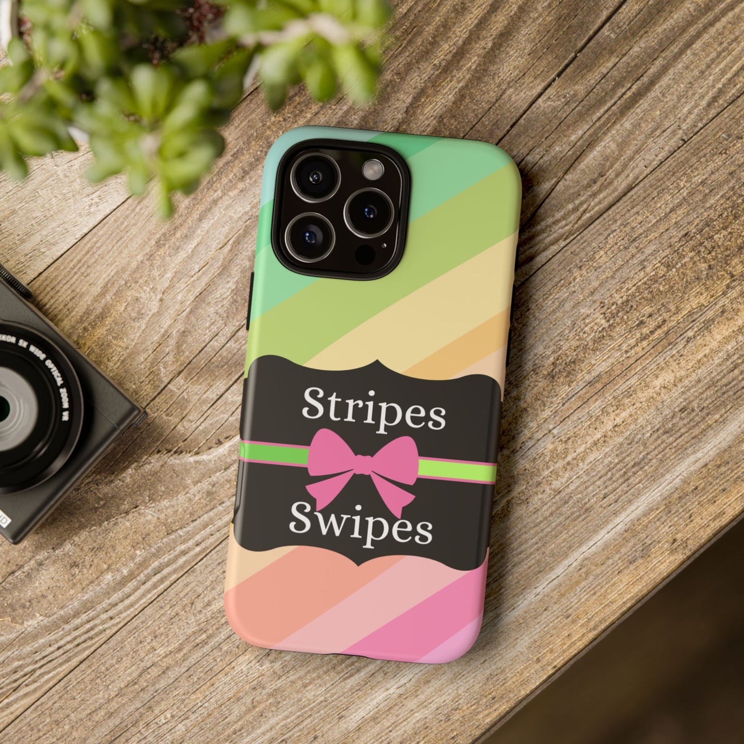 Phone Case iPhone 16/15/14 - Diagonal Pastel Stripes & Swipes Tough Case