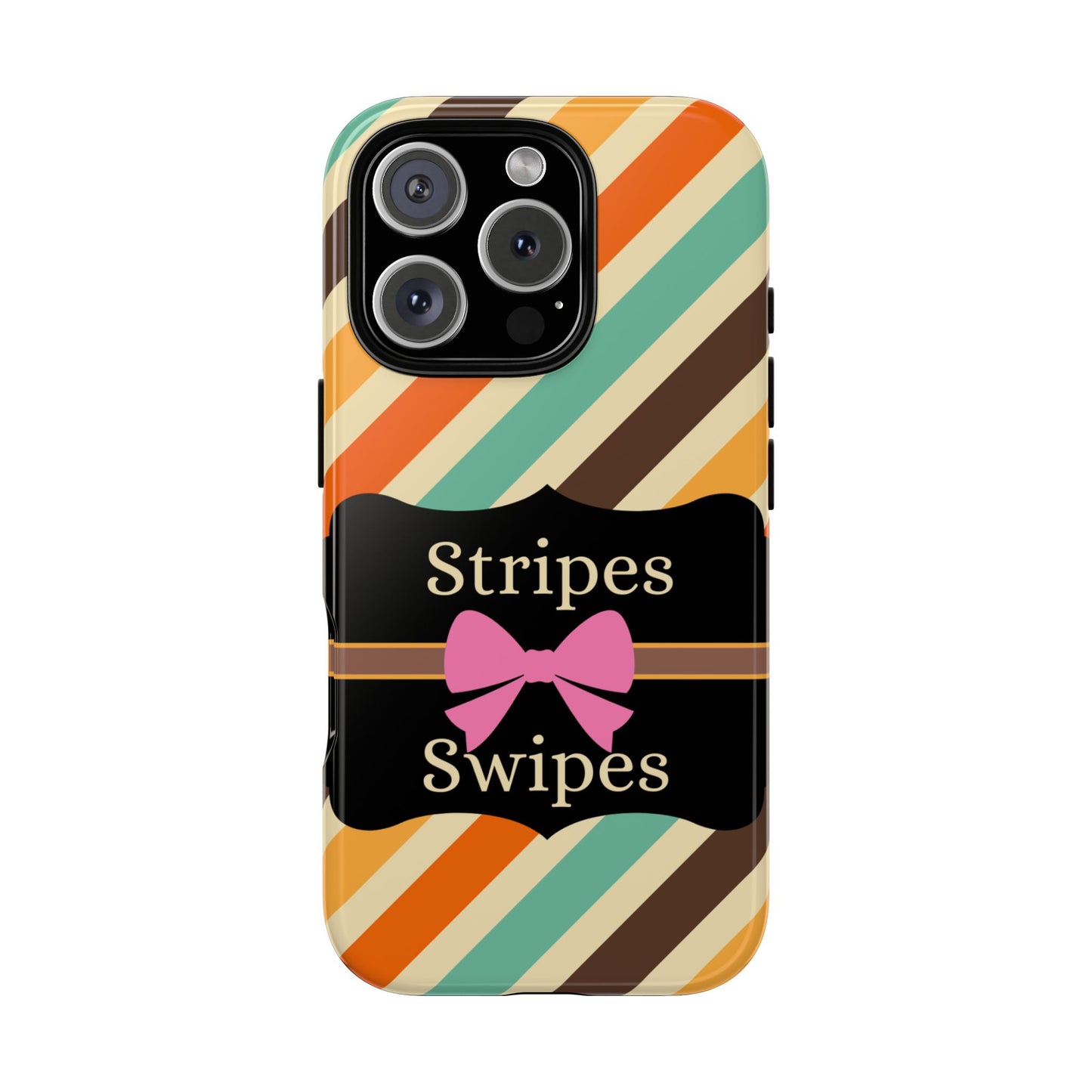 Phone Case iPhone 16/15/14 - Diagonal Retro Stripes & Swipes Tough Case