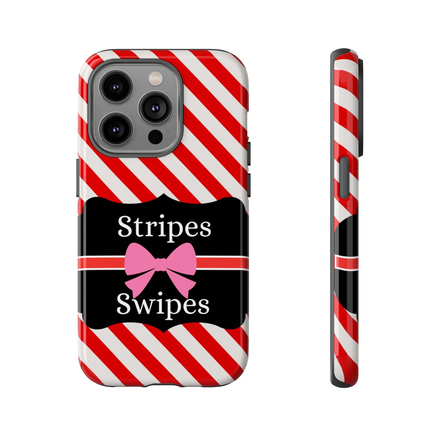 Phone Case iPhone 16/15/14 - Red/White Stripes & Swipes Tough Case