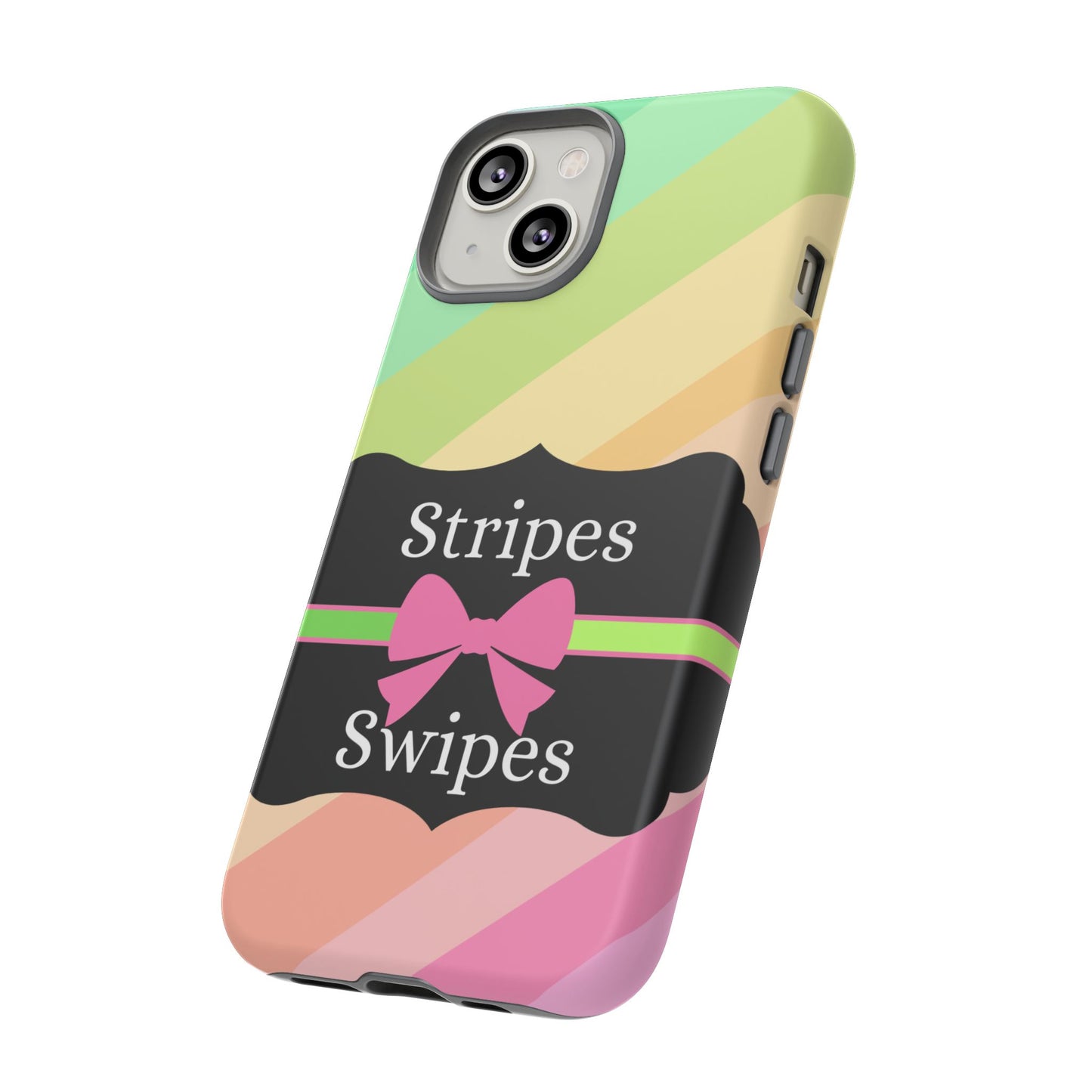 Phone Case iPhone 16/15/14 - Diagonal Pastel Stripes & Swipes Tough Case