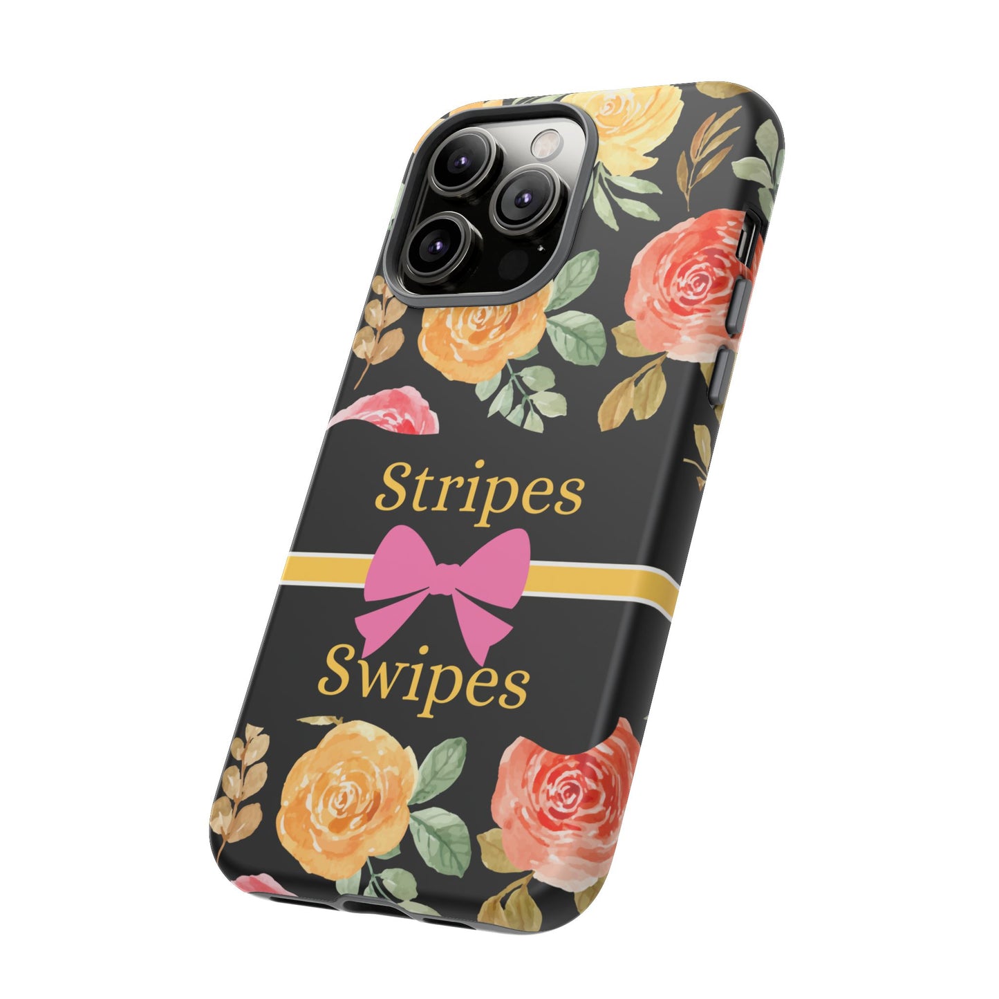 Phone Case iPhone 16/15/14 - Flowers Stripes & Swipes Tough Case