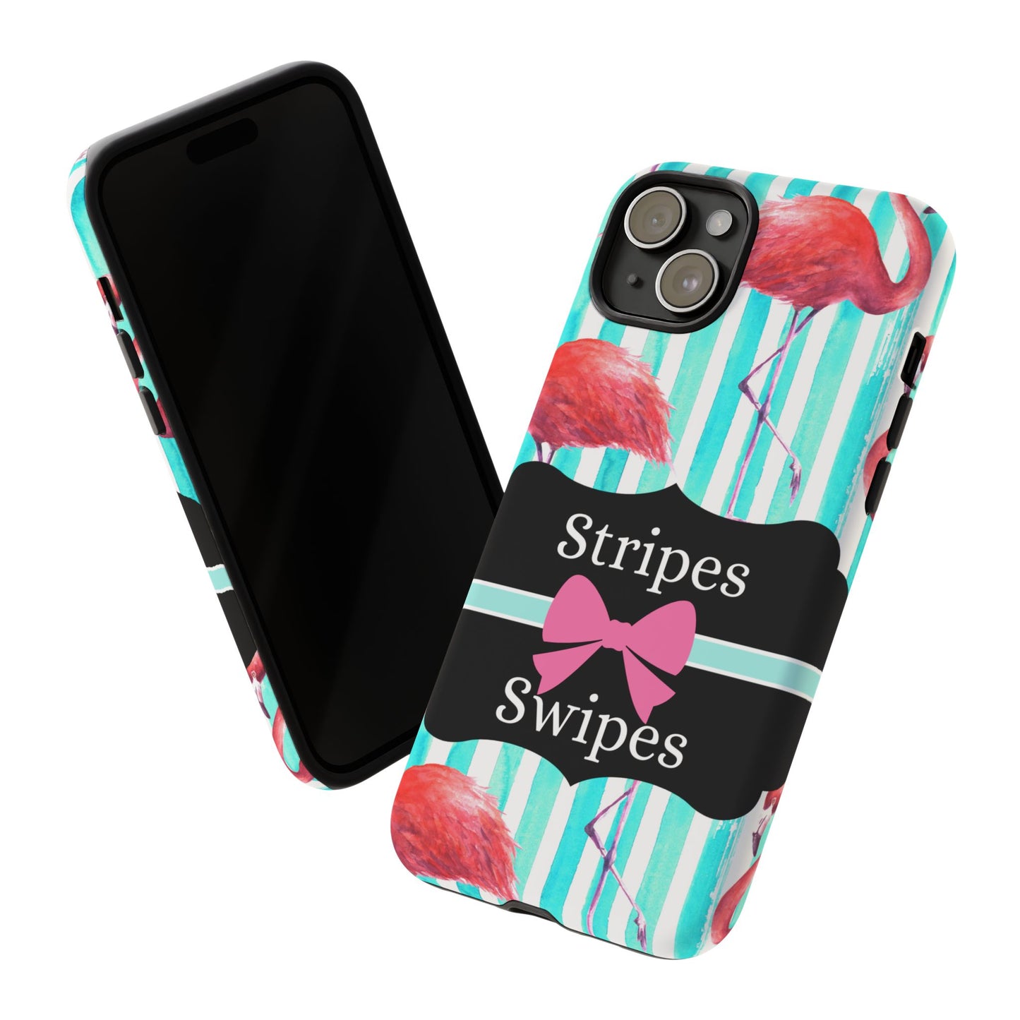 Phone Case iPhone 16/15/14 - Flamingo Stripes & Swipes Tough Case