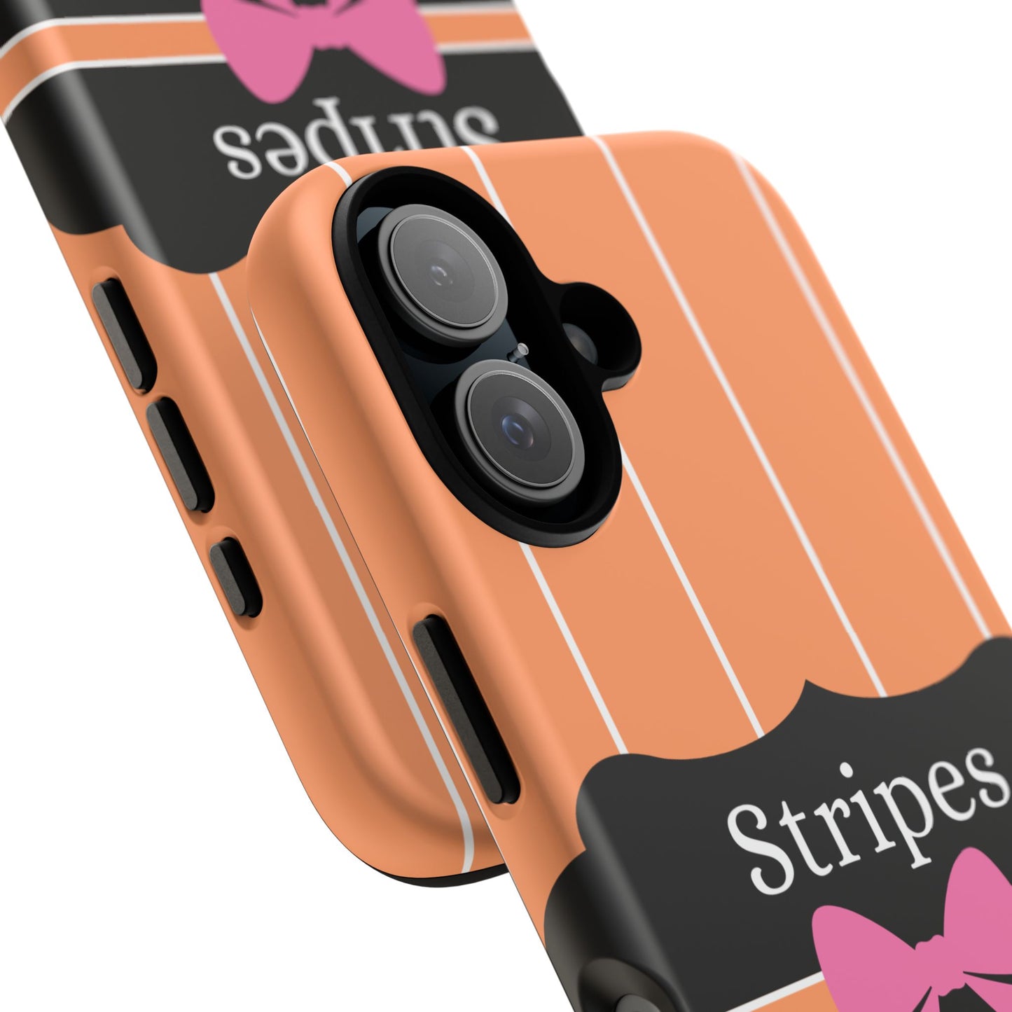 Phone Case iPhone 16/15/14 - Orange/White Stripes & Swipes Tough Case