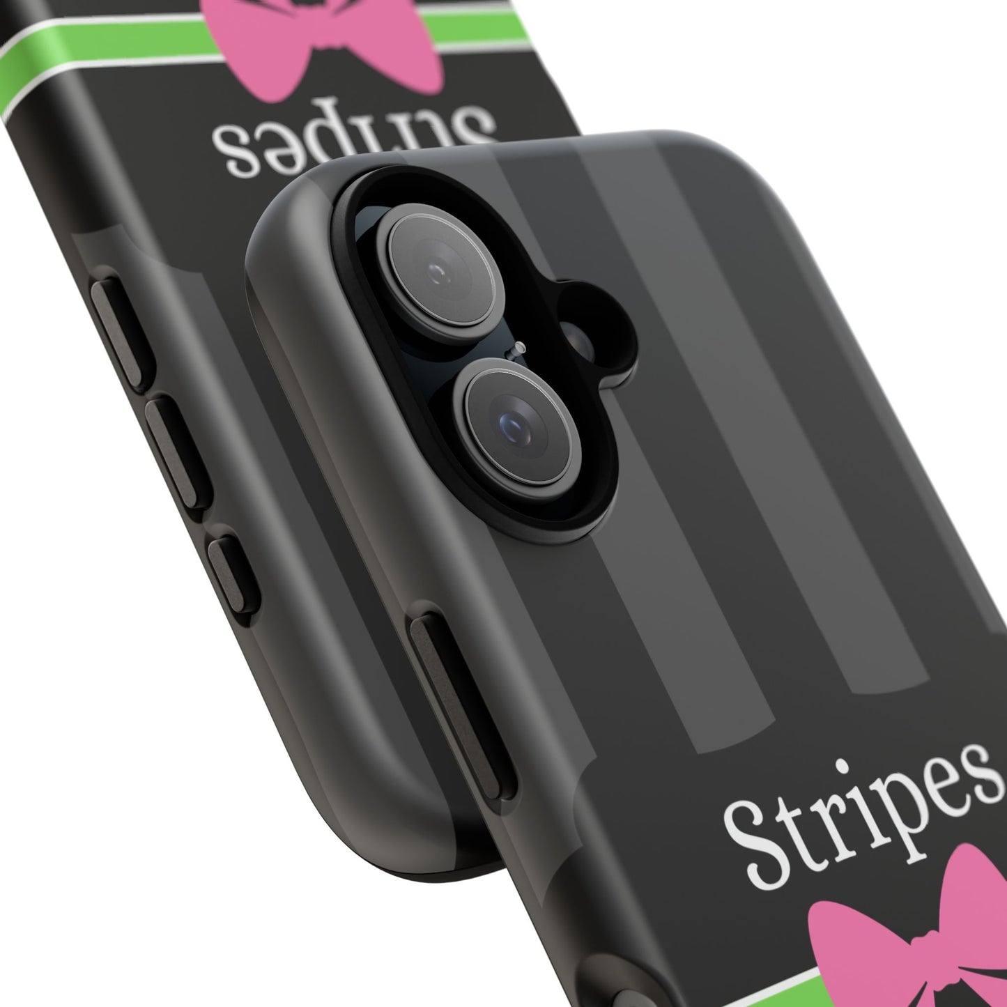 Phone Case iPhone 16/15/14 - Gray/Pink Stripes & Swipes Tough Case