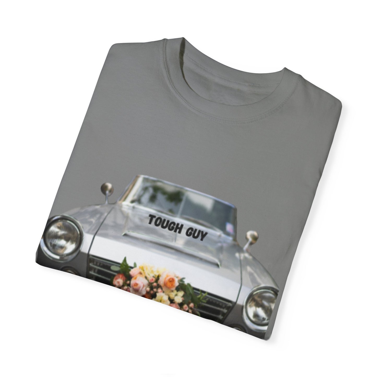 Men's T-Shirt Tough Guy Car with My Wife Loves Me Flowers Design