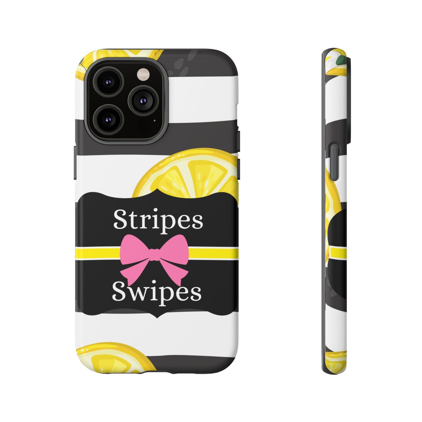 Phone Case iPhone 16/15/14 - Lemony Stripes & Swipes Tough Case