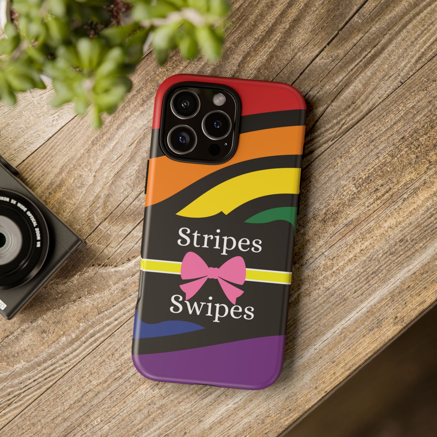 Phone Case iPhone 16/15/14 - Wavy Vivid Stripes & Swipes Tough Case