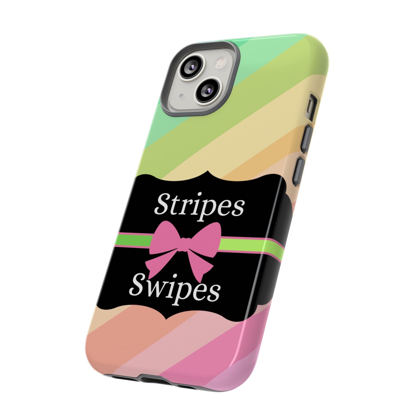 Phone Case iPhone 16/15/14 - Diagonal Pastel Stripes & Swipes Tough Case