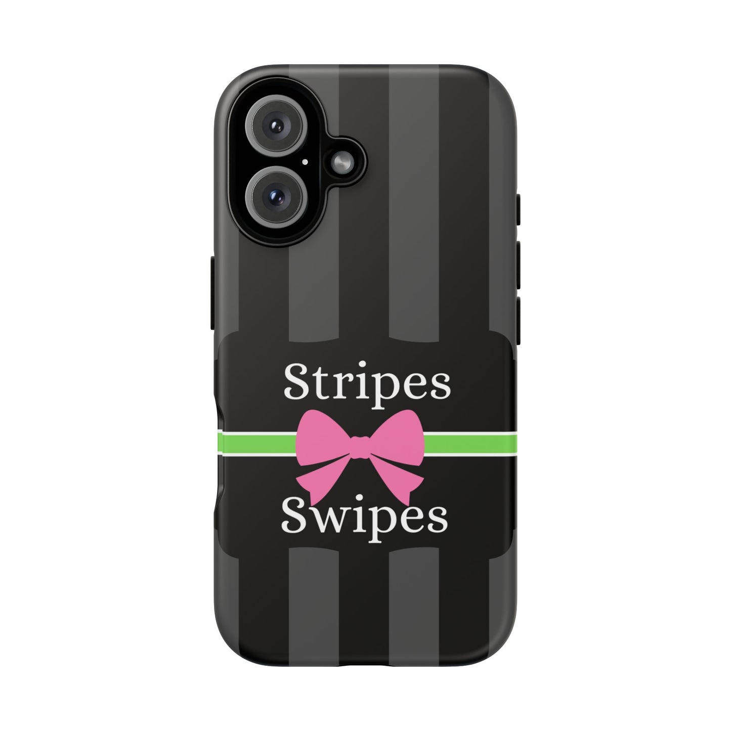 Phone Case iPhone 16/15/14 - Gray/Pink Stripes & Swipes Tough Case