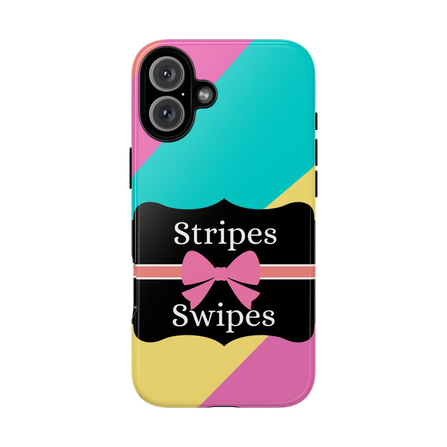 Phone Case iPhone 16/15/14 - Cotton Candy Stripes & Swipes Tough Case