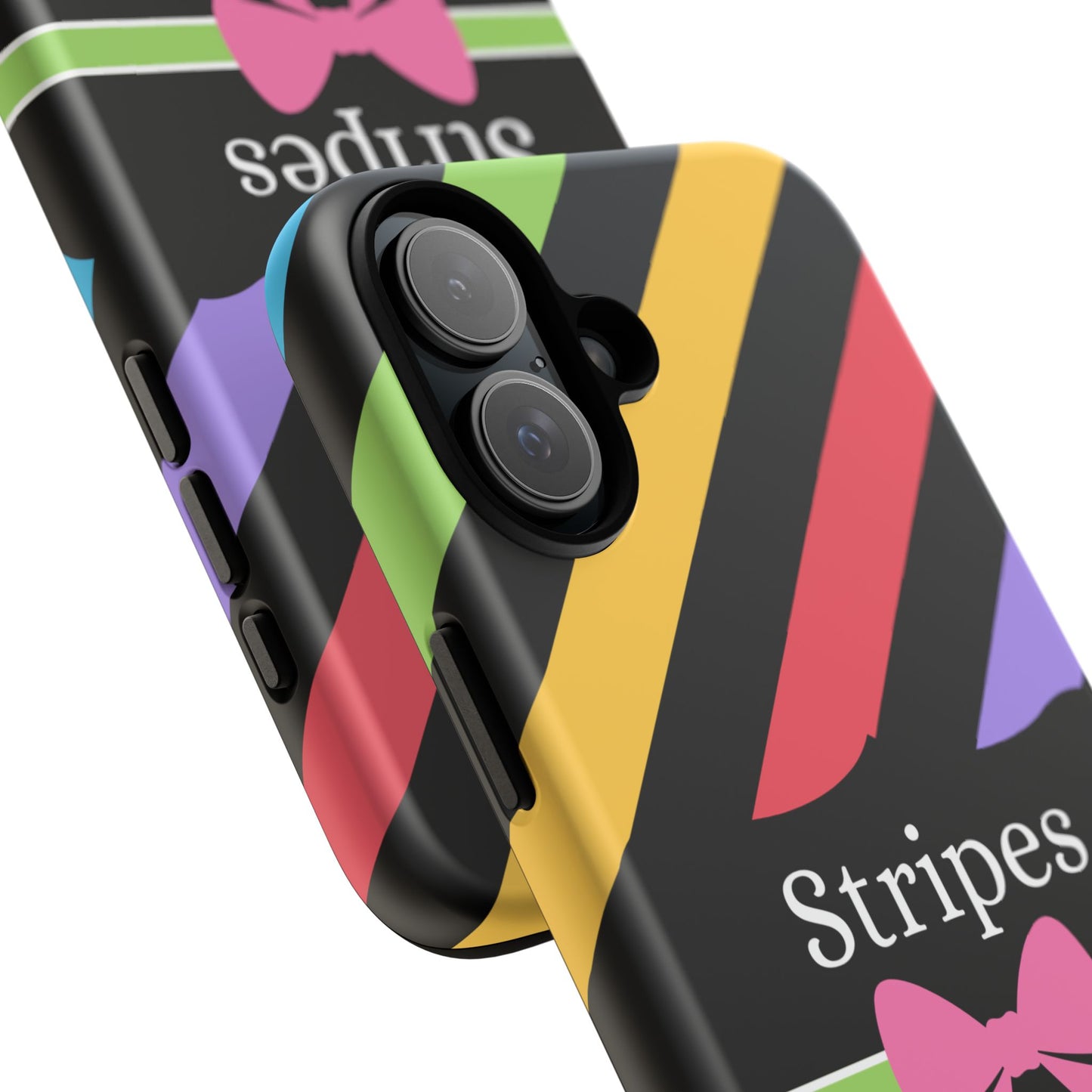 Phone Case iPhone 16/15/14 - Diagonal Vivid Black Stripes & Swipes Tough Case