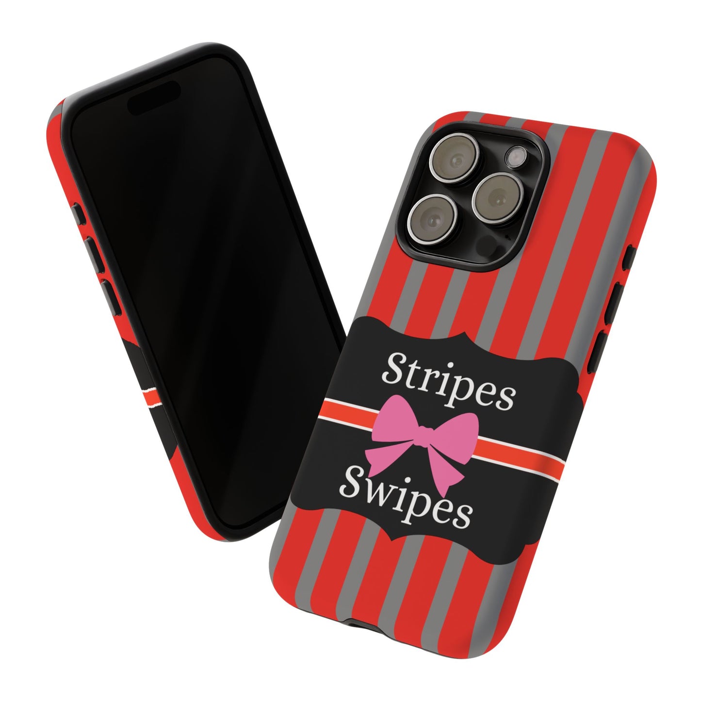 Phone Case iPhone 16/15/14 - Red/Gray Stripes & Swipes Tough Case