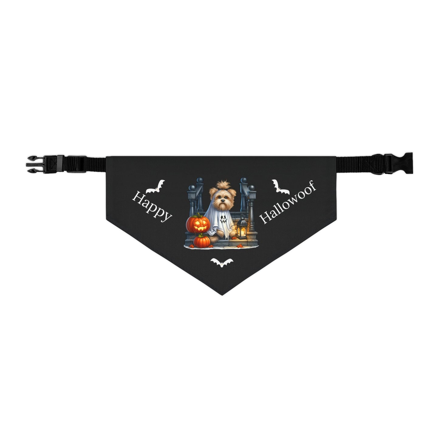 Happy "Hallowoof" - LARGE Pet Bandana Collar BLACK 07