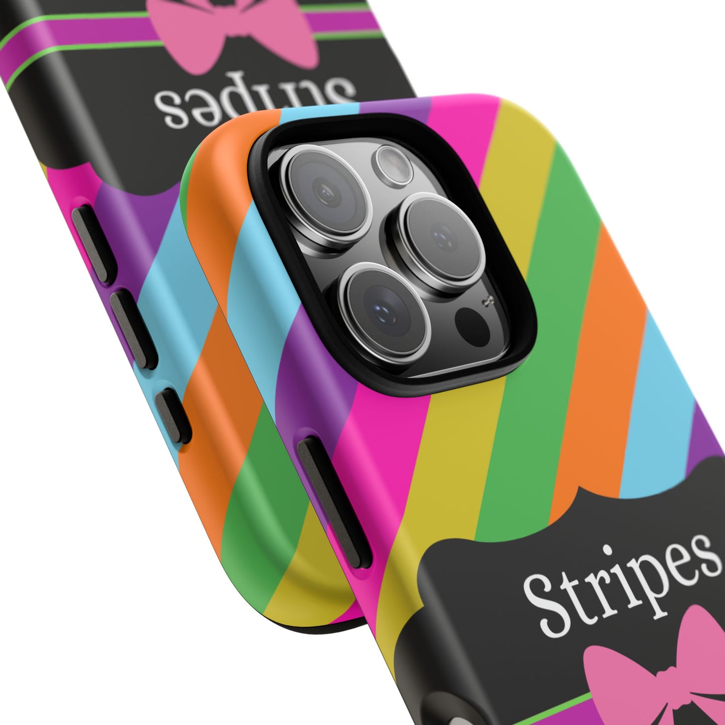 Phone Case iPhone 16/15/14 - Diagonal Vivid Stripes & Swipes Tough Case