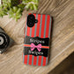 Phone Case iPhone 16/15/14 - Red/Gray Stripes & Swipes Tough Case