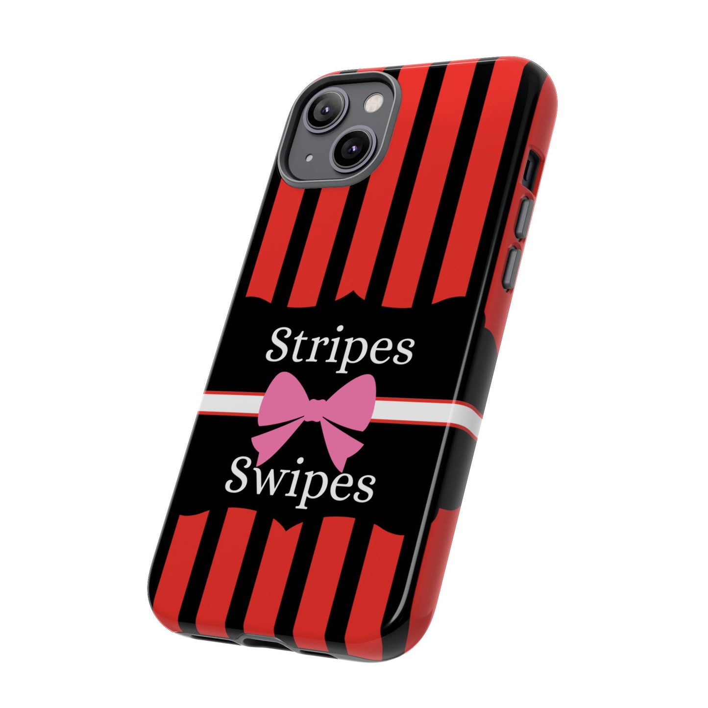 Phone Case iPhone 16/15/14 - Red/Black/White Stripes & Swipes Tough Case